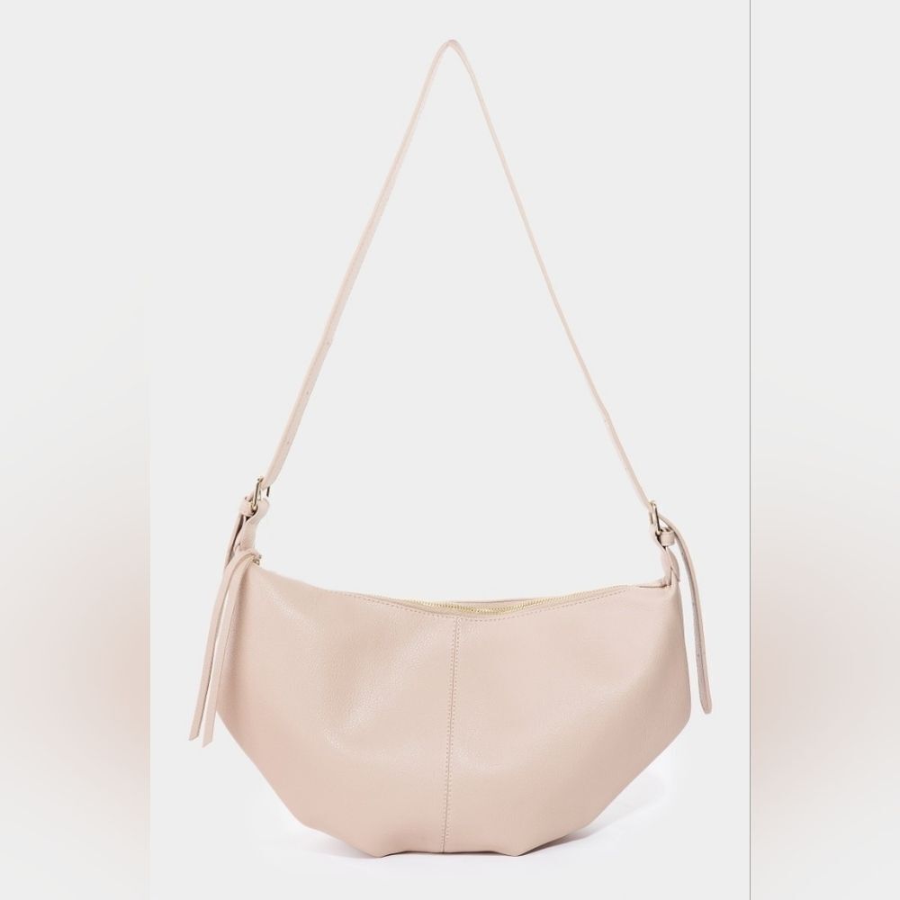 Fame Textured Faux Leather Semi Circle Shoulder Bag